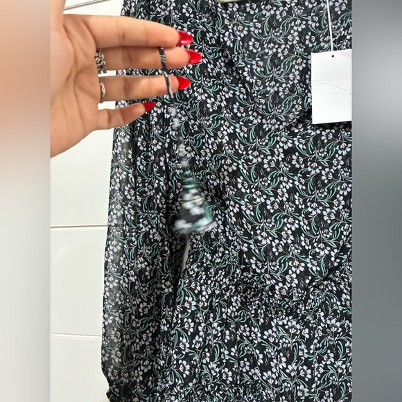 NWT MISA Los Angeles LORENA DRESS  Sapphire Ditzy Black & Green Floral‎ Size S - Picture 14 of 16